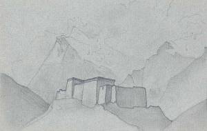Sketch of Shashur Monastery in Keylong